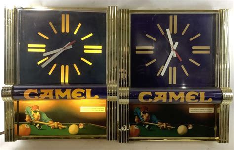 Lot Vintage Camel Cigarette Light Up Wall Clocks