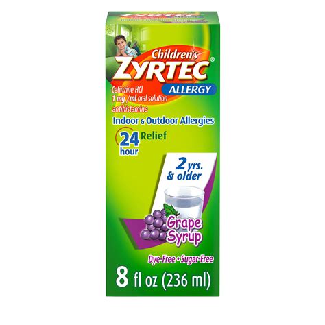 Zyrtec 24 Hour Childrens Allergy Syrup With Cetirizine Hcl