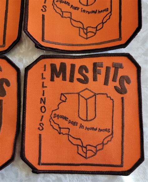 Vintage Illinois Misfits Orange Motorcycle Club Patches Set Of 4 Square