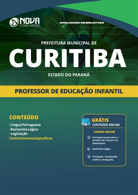 Apostila Prefeitura de Curitiba PR 2019 Professor de Educação Infantil