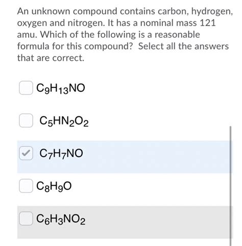 Solved An unknown compound contains carbon, hydrogen, oxygen | Chegg.com