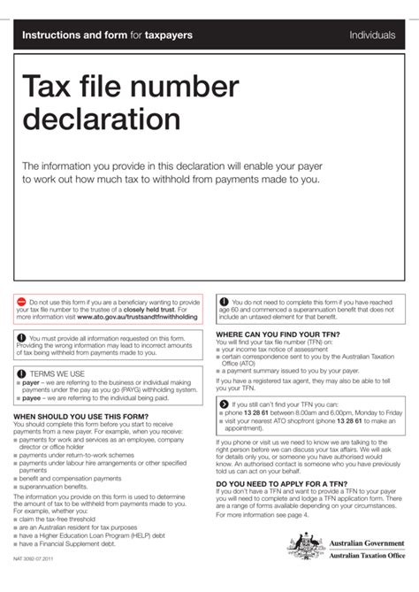 Tfn Declaration Form N Declaration Form