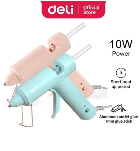 Deli Hot Melt Glue Gun Multi Purpose Clean Cut Burr Material Safety Pink Blue W Lazada