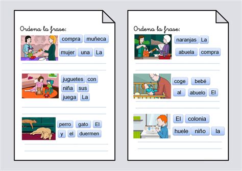 Ordena la frase 5 Construcción de frases Lectoescritura Soyvisual