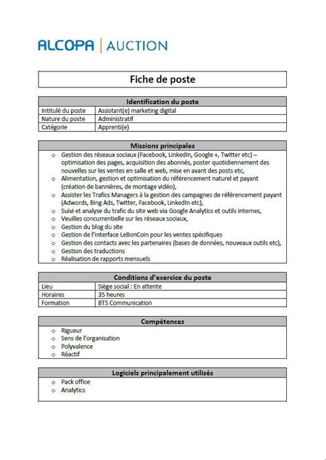 Exemple De Fiche De Poste Rh Heradega 19388 Hot Sex Picture