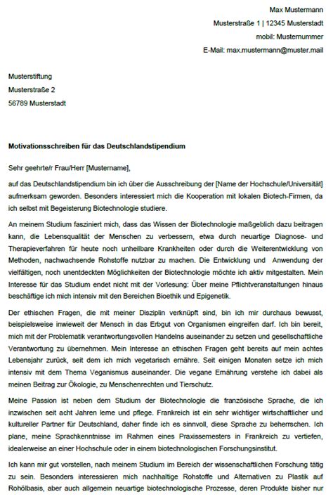 Motivationsschreiben Stipendium Muster Pdf