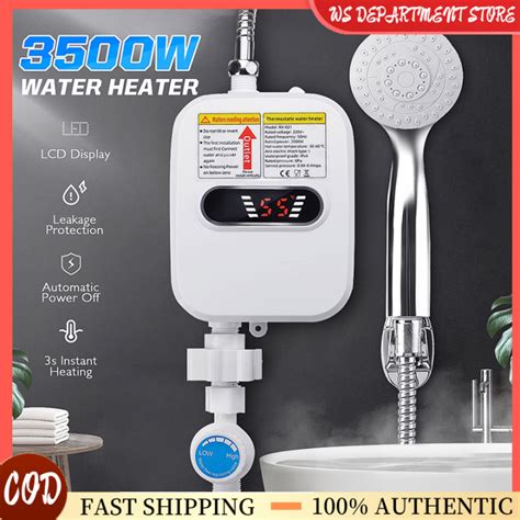 3500W 220V LED Instant Electric Water Heater Hot Instantaneous Shower Heater Shower Head