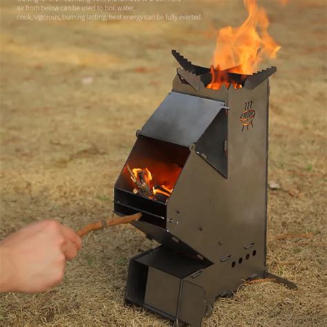 Estufa De Cohete Para Acampar Al Aire Libre Parrilla De Le A De Acero