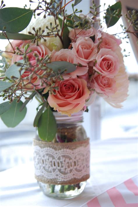Vintage Centerpiece Burlap Mason Jars