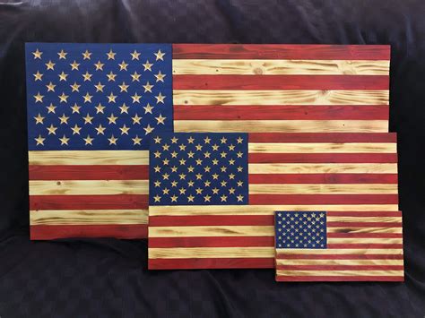 Traditional Rustic Wood American Flag