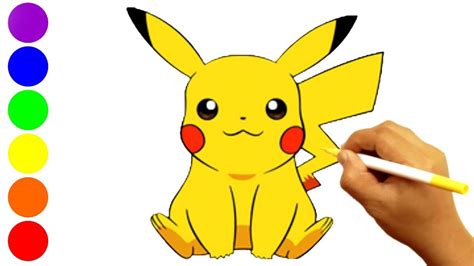 Menggambar Dan Mewarnai Pokemon Pikachu Duduk Lucu Youtube