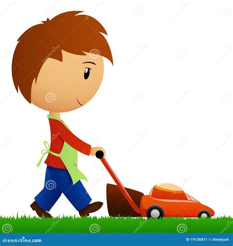 Boy Mowing Lawn Clipart Free