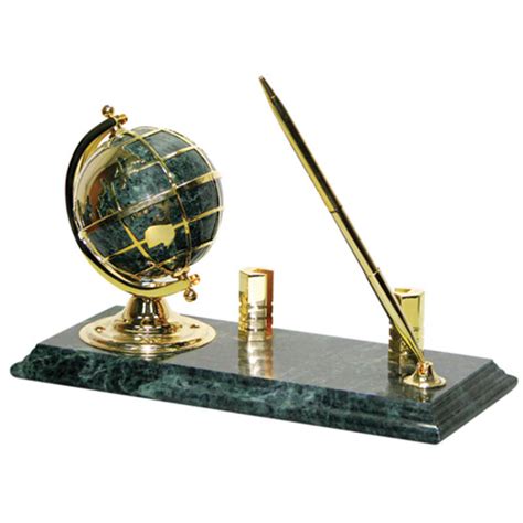 Подставка под ручку с глобусом, часами и держателем для визиток ...