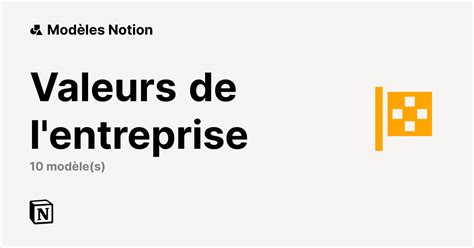 Meilleurs modèles Notion Valeurs de l entreprise Marketplace Notion