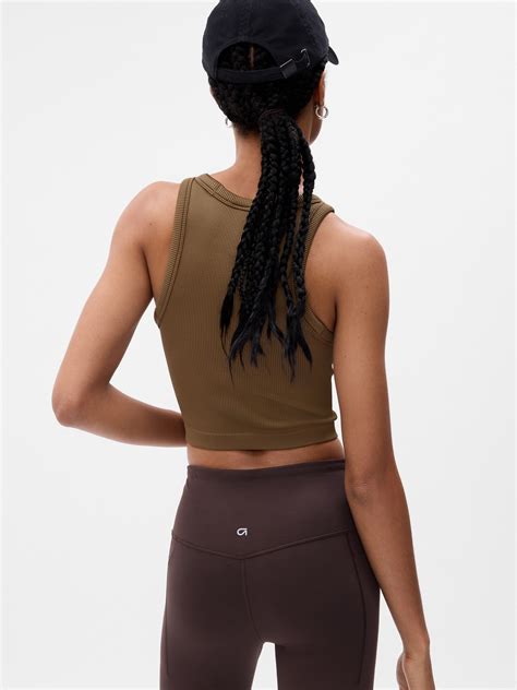 GapFit Seamless Rib Cropped Halter Tank Top Gap