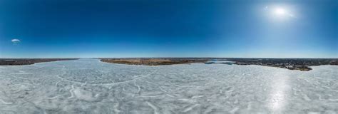 Early Spring On Lake Scugog At Port Perry Aerial View 360 Panorama