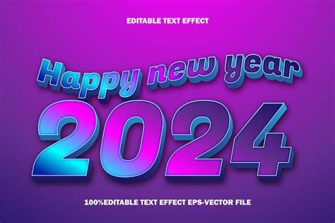 Feliz año nuevo 2024 Efecto de texto editable Estilo de gradiente en