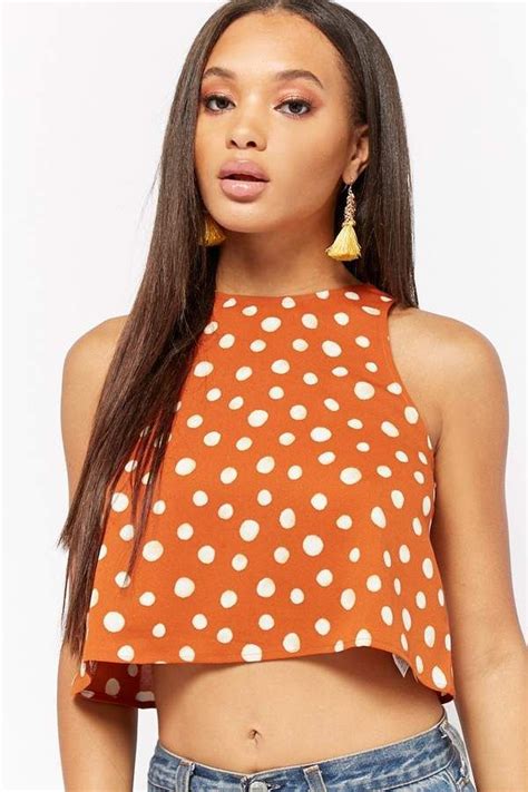 Forever Polka Dot Cropped Tank Top Cropped Tank Top Crop Tank Tank