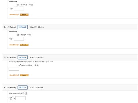 Solved Differentiate F X Exsin X Cos X F X Scalcet Chegg