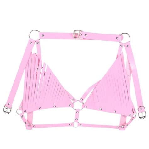 Pc Style Punk Gland En Cuir Soutien Gorge Bikini R Glable Gilet Sangle Poitrine Ceinture