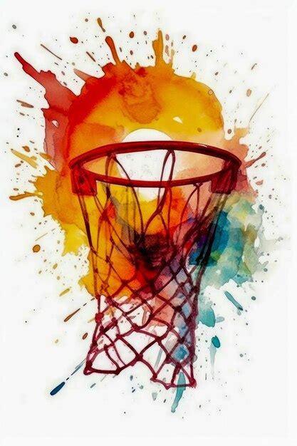 Dibujo En Acuarela De Una Pelota Para Jugar Al Baloncesto Foto Premium