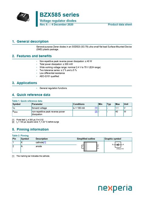 BZX585 B20 Datasheet Pdf Nexperia