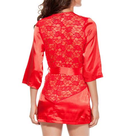 Us Sexy Lingerie Women Lace Bath Robe Dress Babydoll Nightgown Kimono Pajamas Ebay