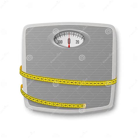 Vector 3d Realistic Bathroom Scales With Measuring Yellow Tape