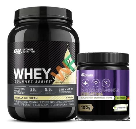 Combo Whey E Creatina Growth - Combo Whey Gourmet Optimum + Creatina Creapure 100g Growth - GROWTH ...