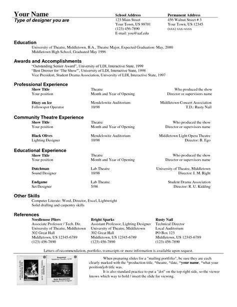 38 Theatre Acting Resume Template For Your Learning Needs