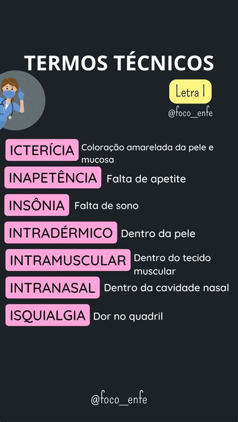 Termos técnicos Letra I Tecnico em enfermagem Material de