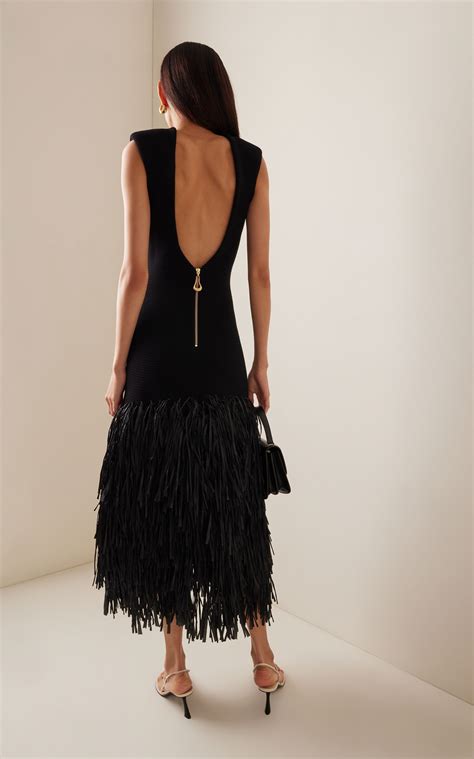 Exclusive Rushes Raffia Trimmed Knit Midi Dress By Aje Moda Operandi