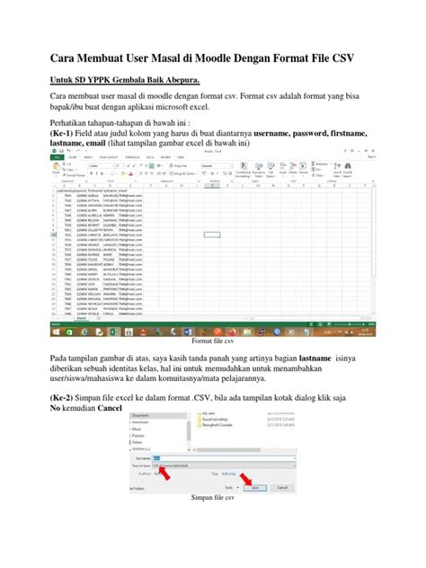 Cara Membuat User Masal Di Moodle Dengan Format File Csv Pdf