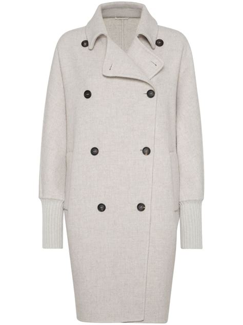 Brunello Cucinelli Double Breasted Cashmere Coat Neutrals Farfetch