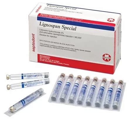 Septodont Lignospan Special 2 Lidocaine With 1 80 000 Epinephrine