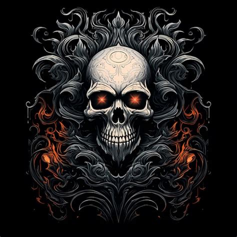 Premium AI Image | skull tattoo design dark art illustration isolated ...