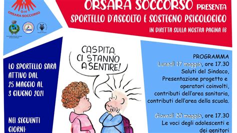 Orsara Soccorso Presenta Lo Sportello D Ascolto E Sostegno Psicologico