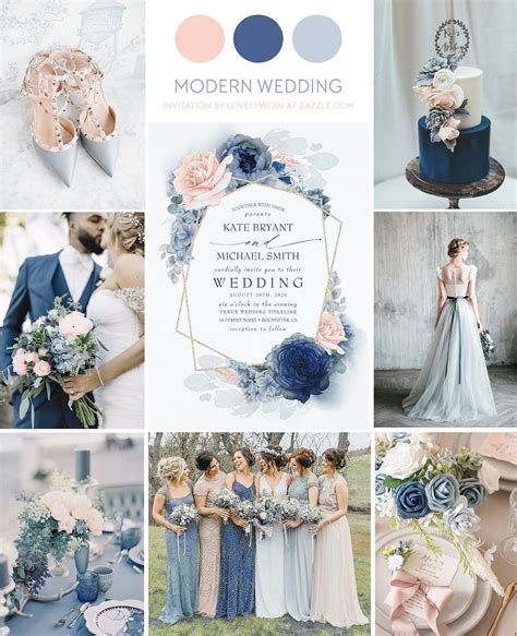 Dusty Blue Navy Blue And Blush Wedding Bluepeonies Use Dusty Pink