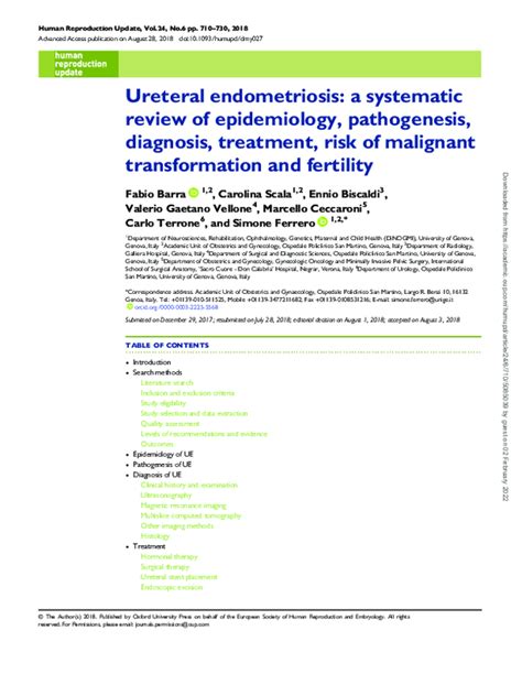 Pdf Ureteral Endometriosis A Systematic Review Of Epidemiology