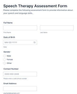 Speech Therapy Assessment Form Template Jotform