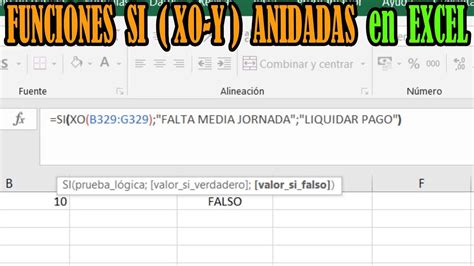 Funciones Si Xo Y Anidadas En Excel Youtube