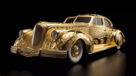 Premium AI Image | A gold car with a gold plated design is shown.