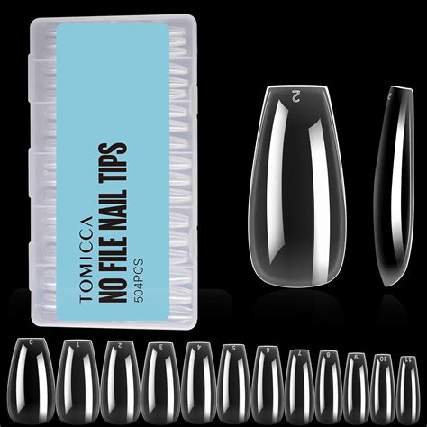 Amazon TOMICCA Medium Coffin Soft Gel Nail Tips 504Pcs Clear Full