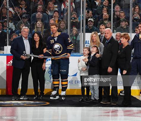 Buffalo Sabres owners Terry and Kim Pegula honor Jason Pominville of... News Photo - Getty Images