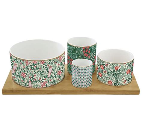 Set apéritif 4 coupelles en porcelaine sur plateau Bambo Easy Life