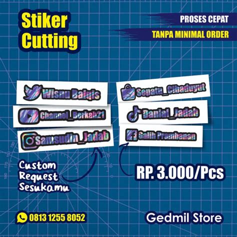 Jual Stiker Cutting Nama Logo Custom Facebook Instagram Twitter