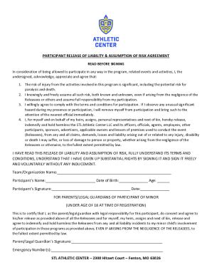 Fillable Online Participation Waiver And Release Form Template Fax