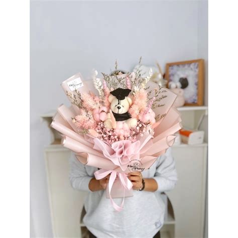 Jual Miranda Cotton Teddy Bouquet Buket Bunga Kering Bouquet Dried