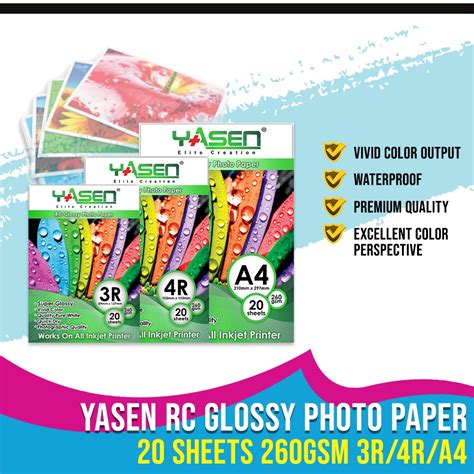 Yasen RC Glossy Photo Paper A4 4R 3R 260GSM Resin Coated