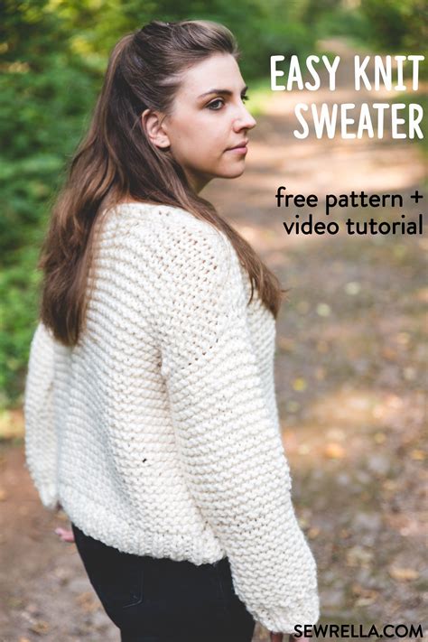 Beginner Knit Garter Stitch Sweater Free Pattern Knitting For